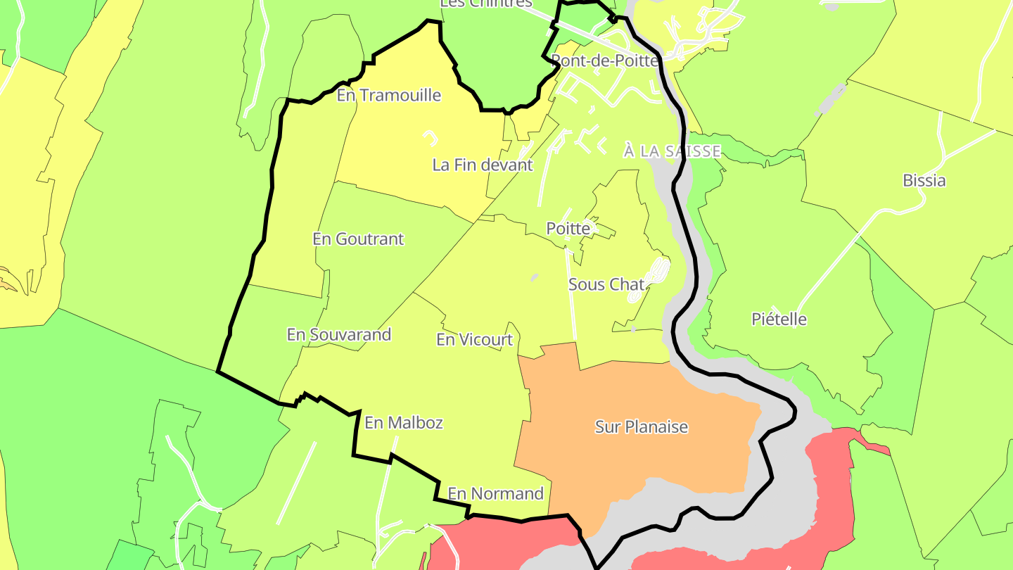Carte des prix de l'immobilier Pont-de-Poitte