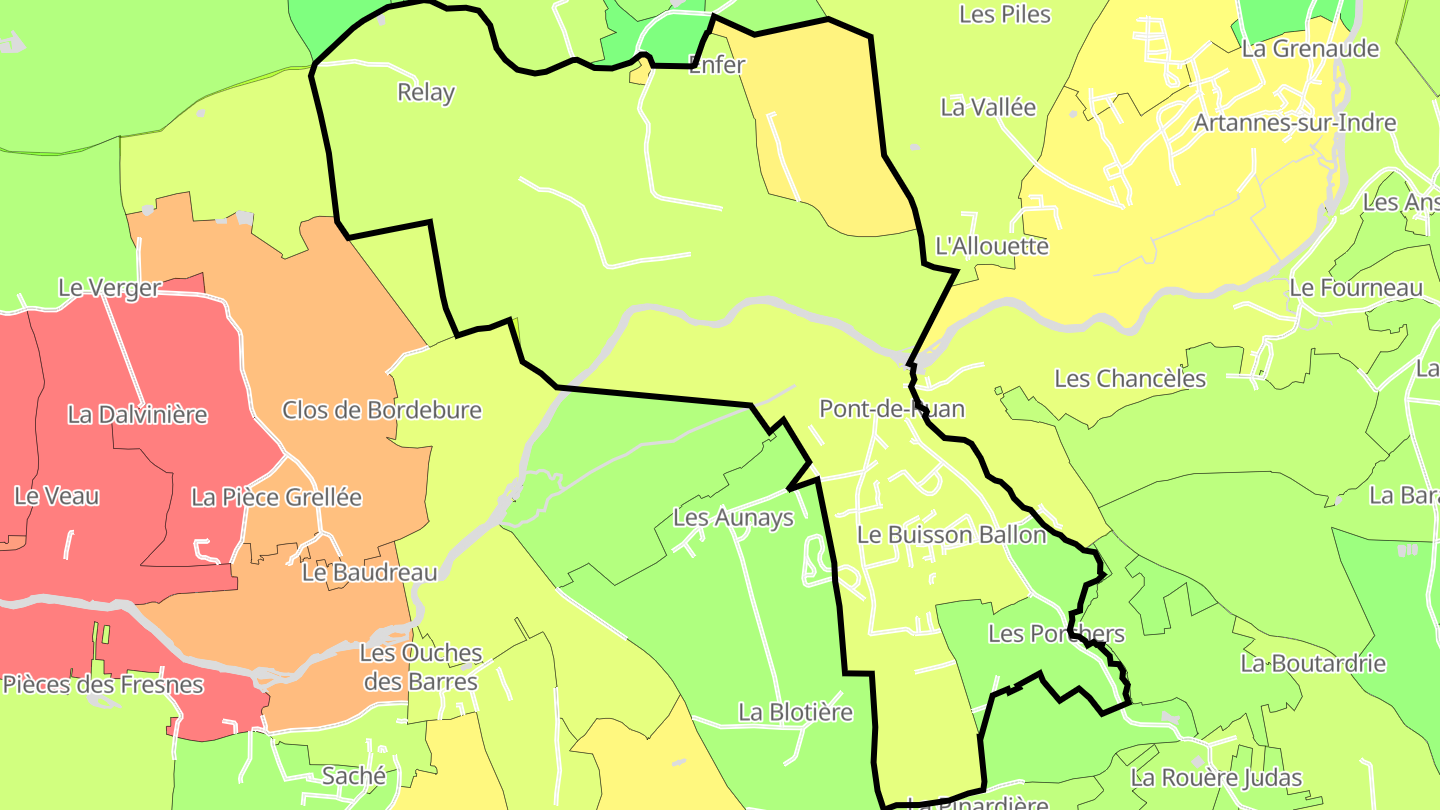 Carte des prix de l'immobilier Pont-de-Ruan