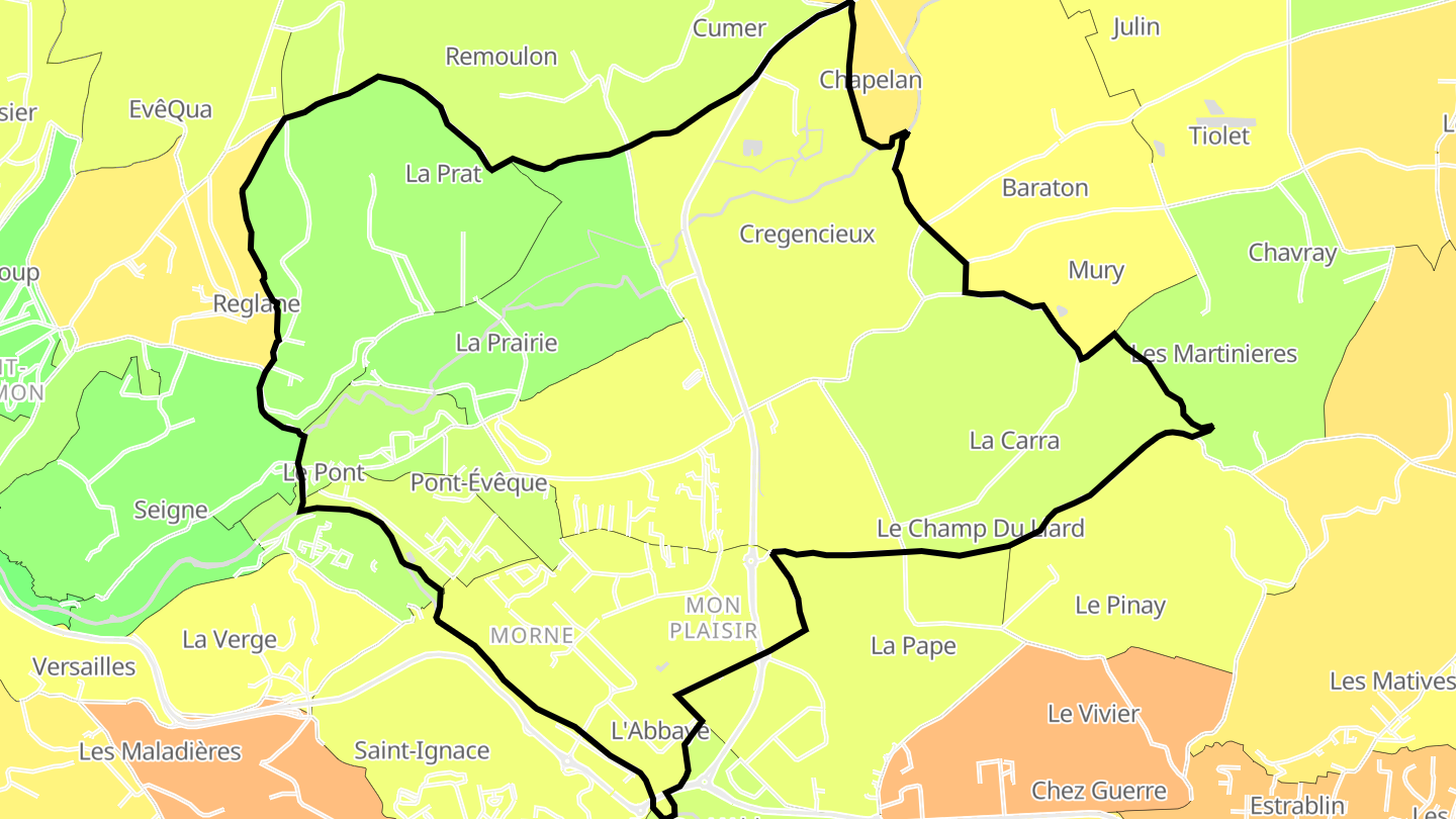 Carte des prix de l'immobilier Pont-Évêque