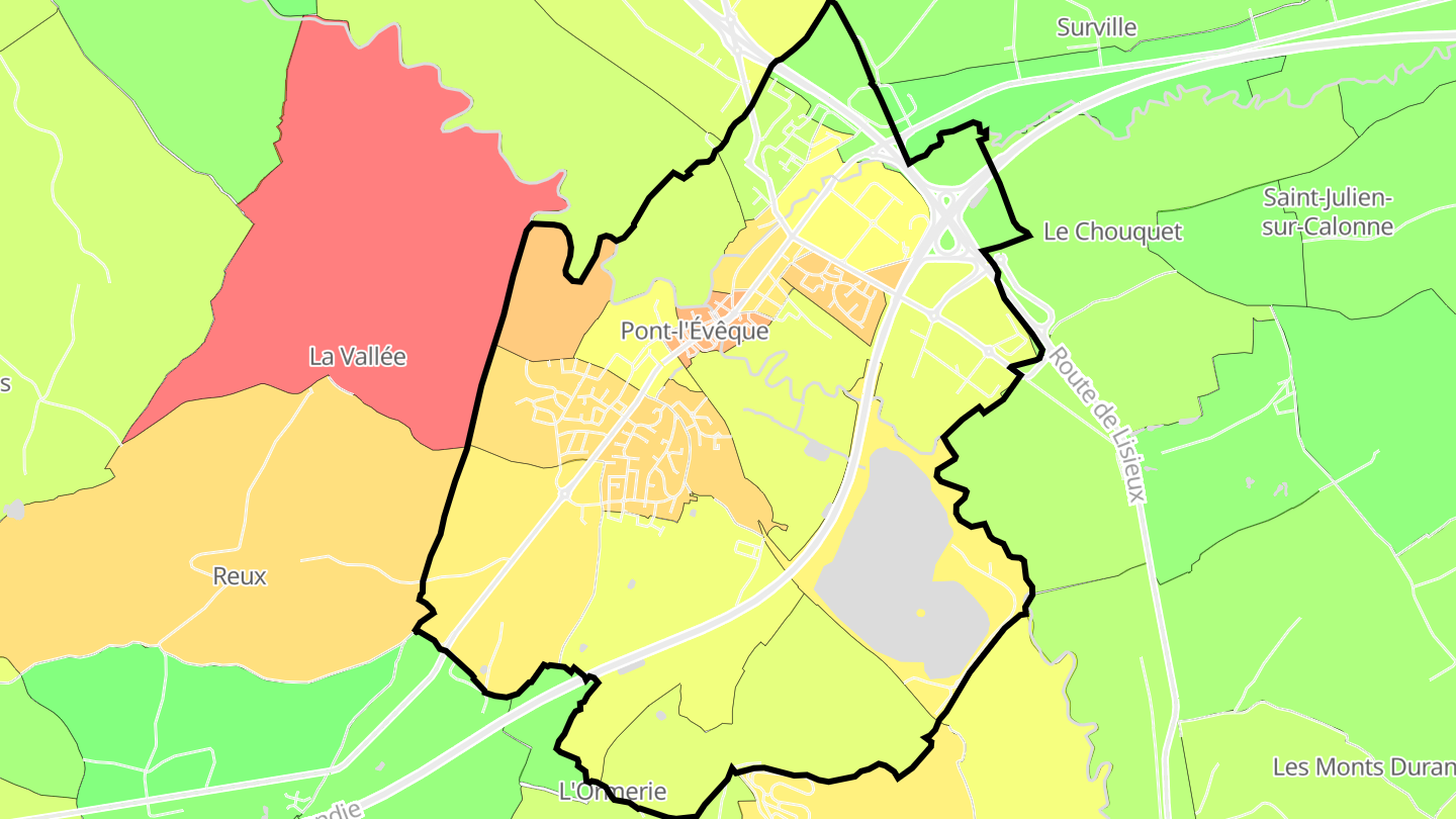 Carte des prix de l'immobilier Pont-l'Évêque
