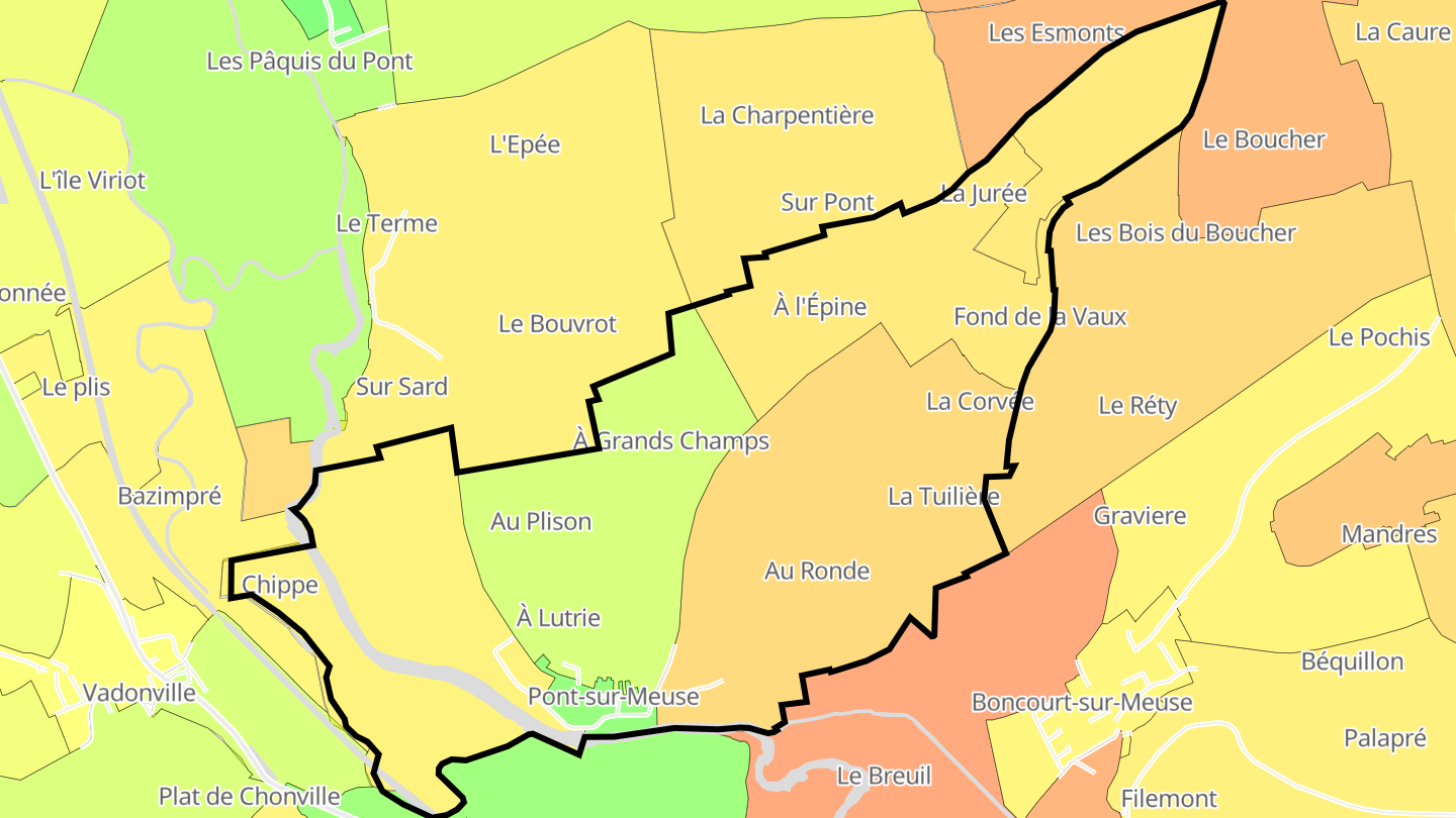 Carte des prix de l'immobilier Pont-sur-Meuse