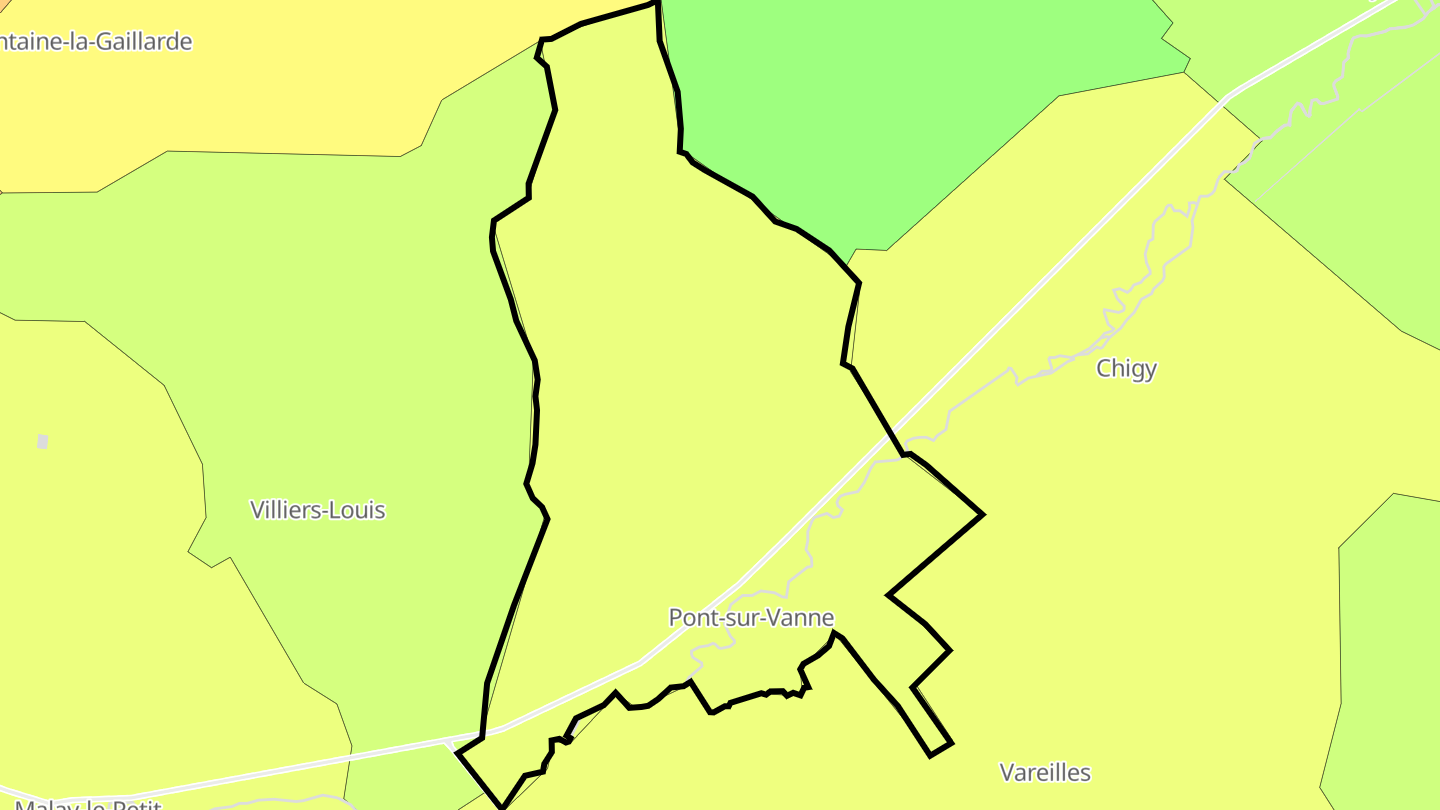 Carte des prix de l'immobilier Pont-sur-Vanne