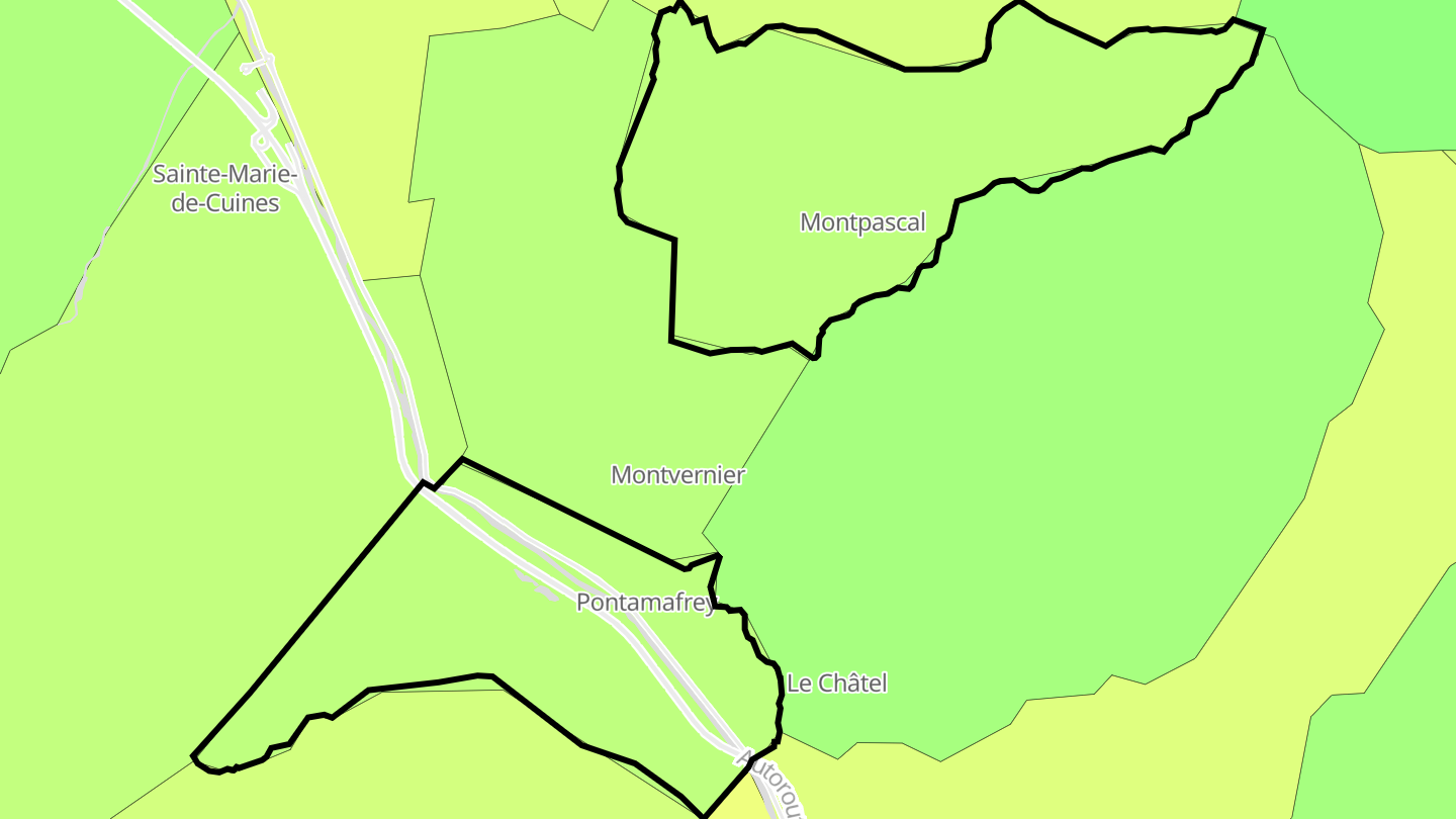 Carte des prix de l'immobilier Pontamafrey-Montpascal