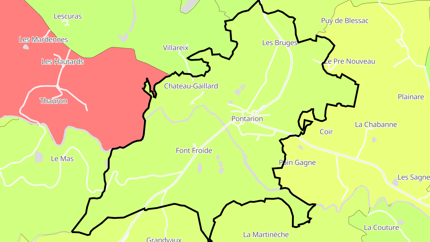 Carte des prix de l'immobilier Pontarion