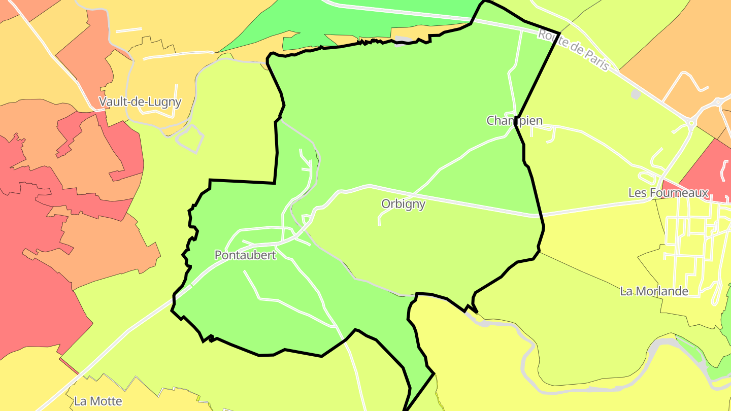 Carte des prix de l'immobilier Pontaubert
