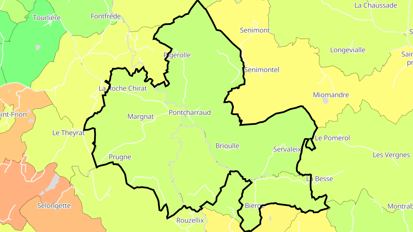 Carte des prix de l'immobilier Pontcharraud