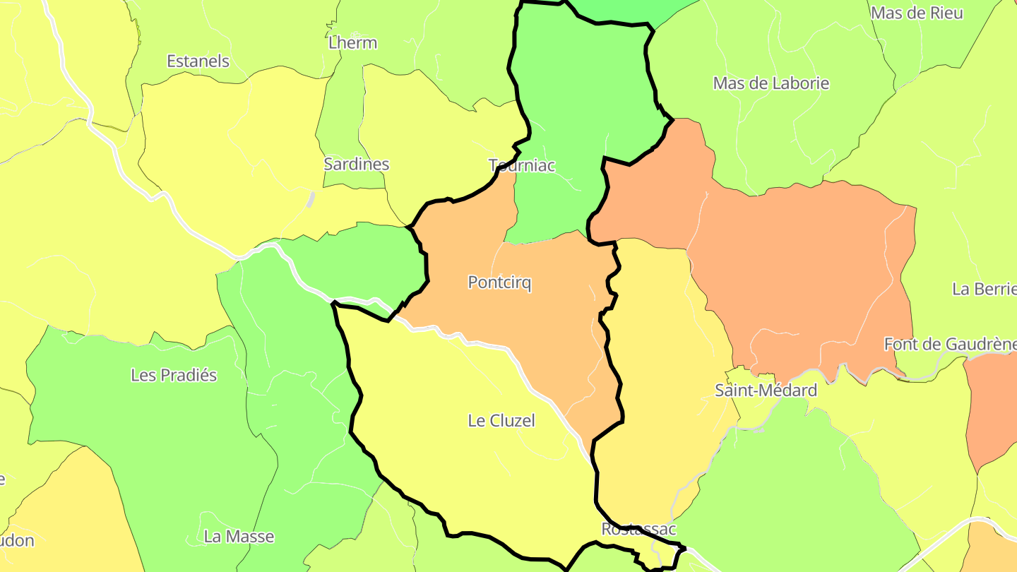 Carte des prix de l'immobilier Pontcirq