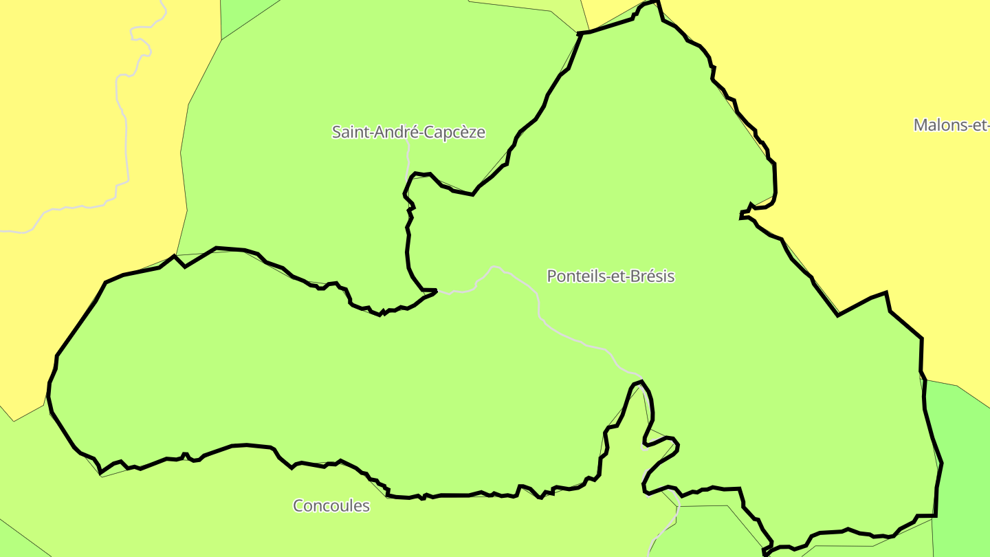 Carte des prix de l'immobilier Ponteils-et-Brésis
