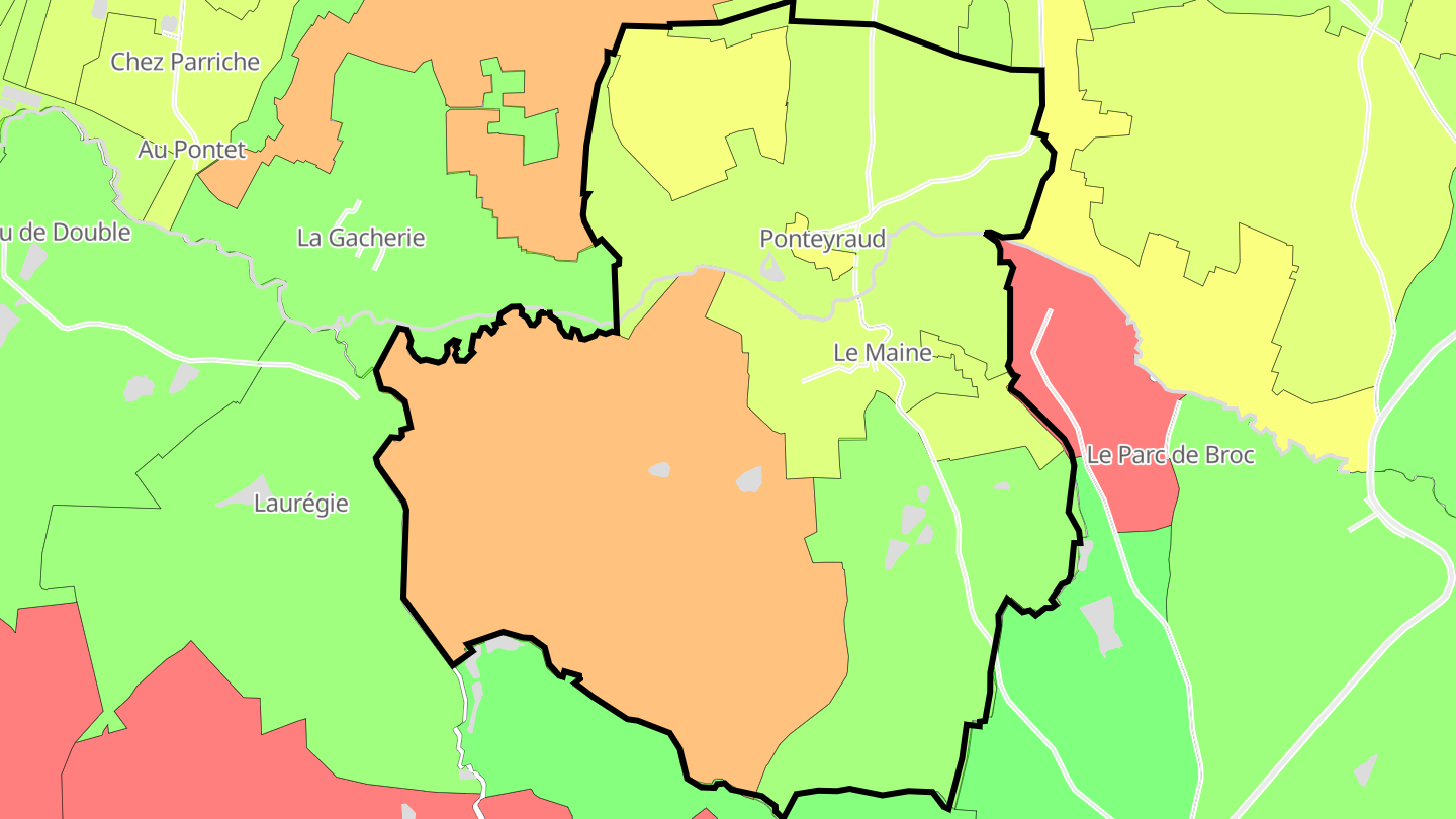 Carte des prix de l'immobilier Ponteyraud