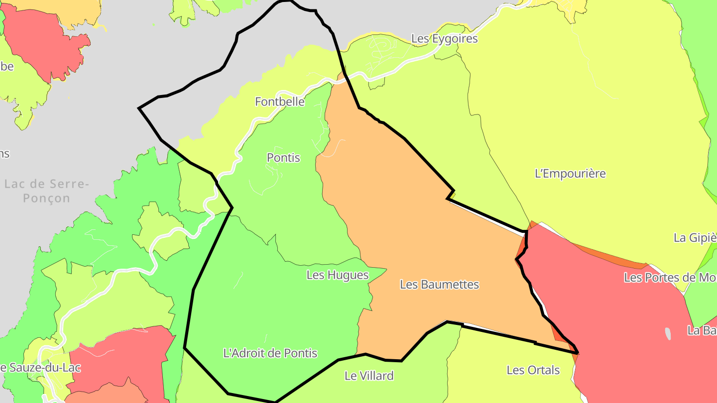 Carte des prix de l'immobilier Pontis