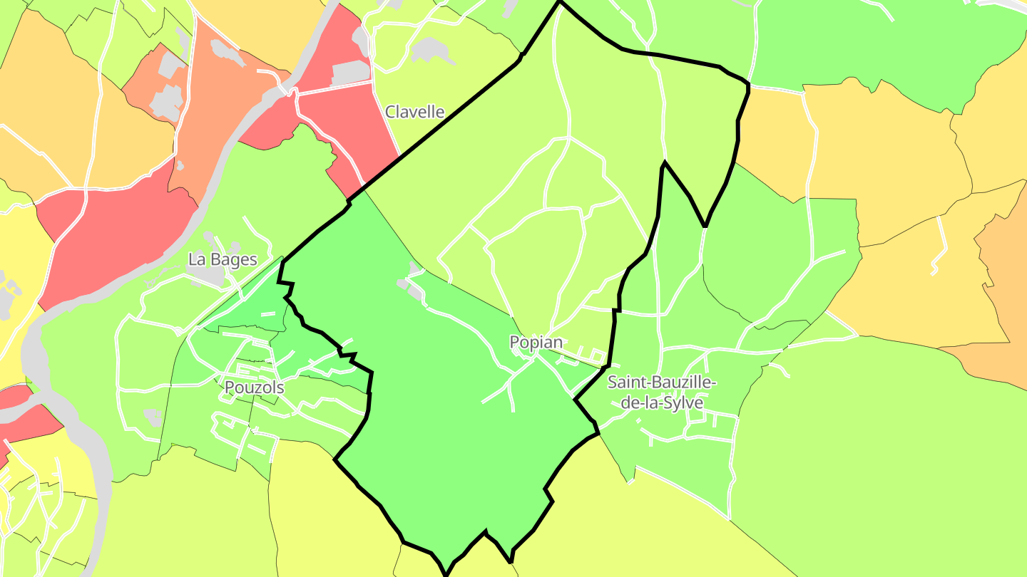 Carte des prix de l'immobilier Popian