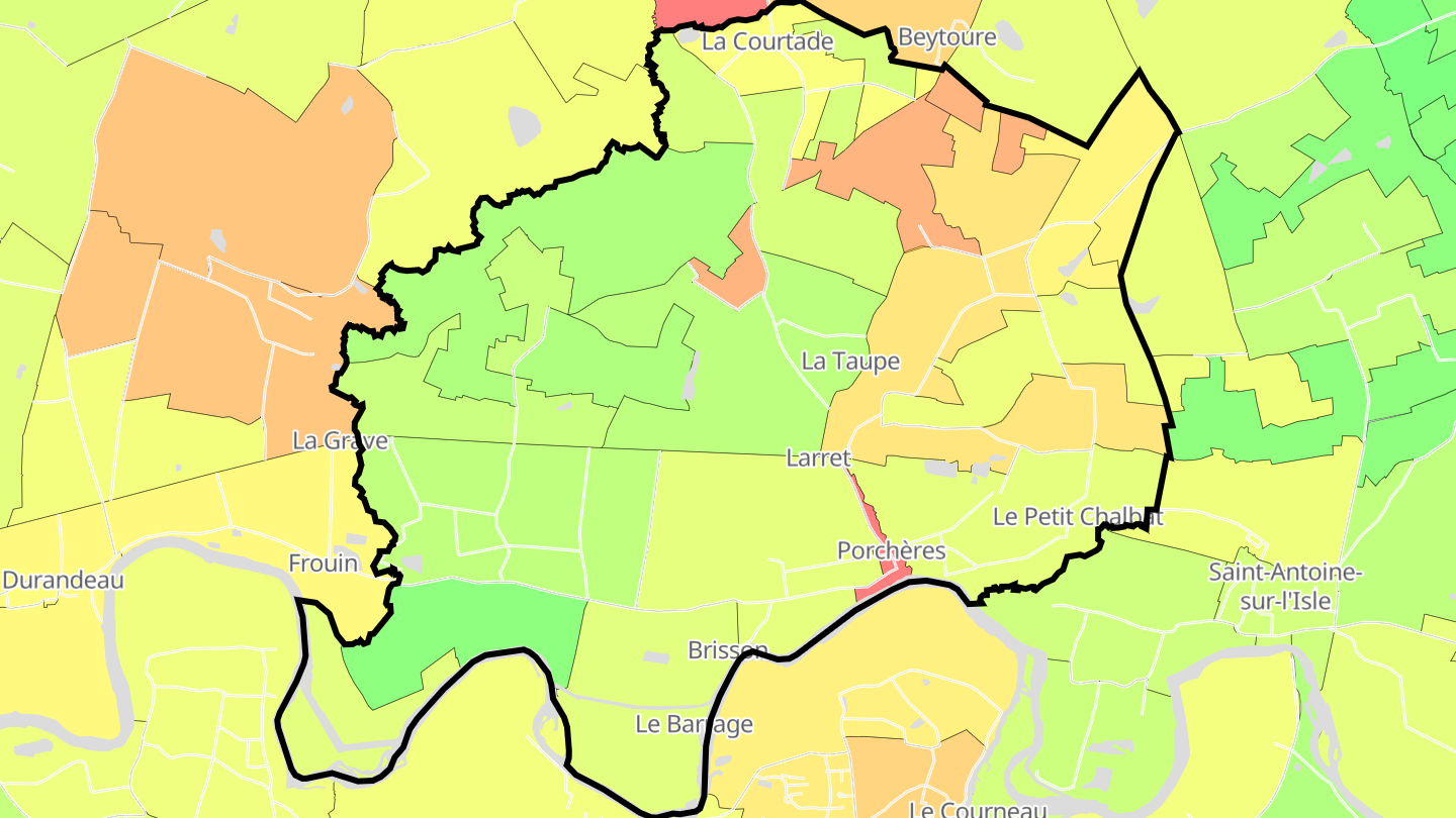 Carte des prix de l'immobilier Porchères