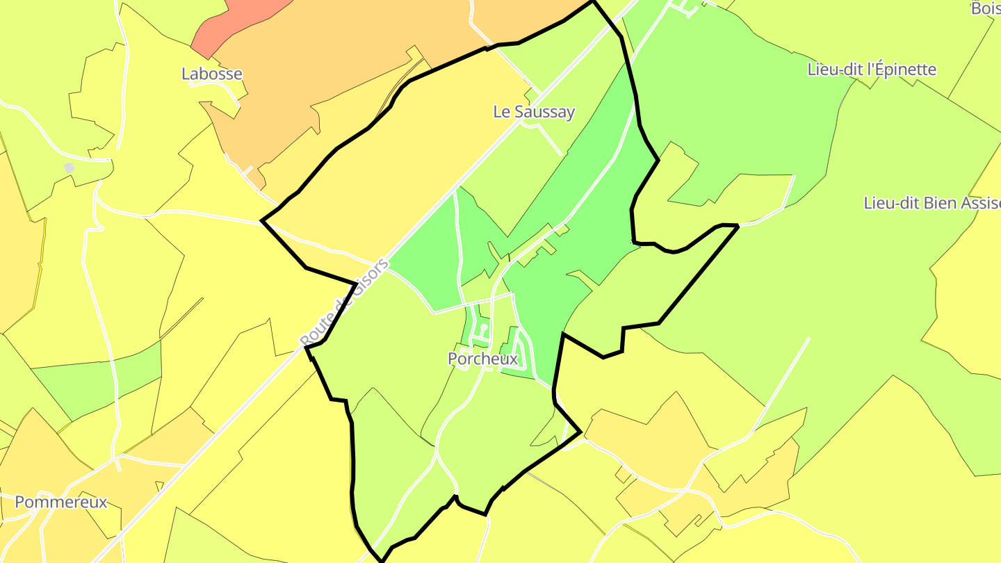Carte des prix de l'immobilier Porcheux