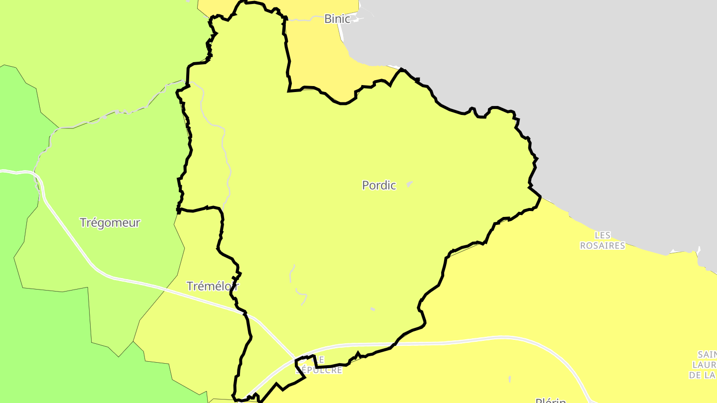 Carte des prix de l'immobilier Pordic