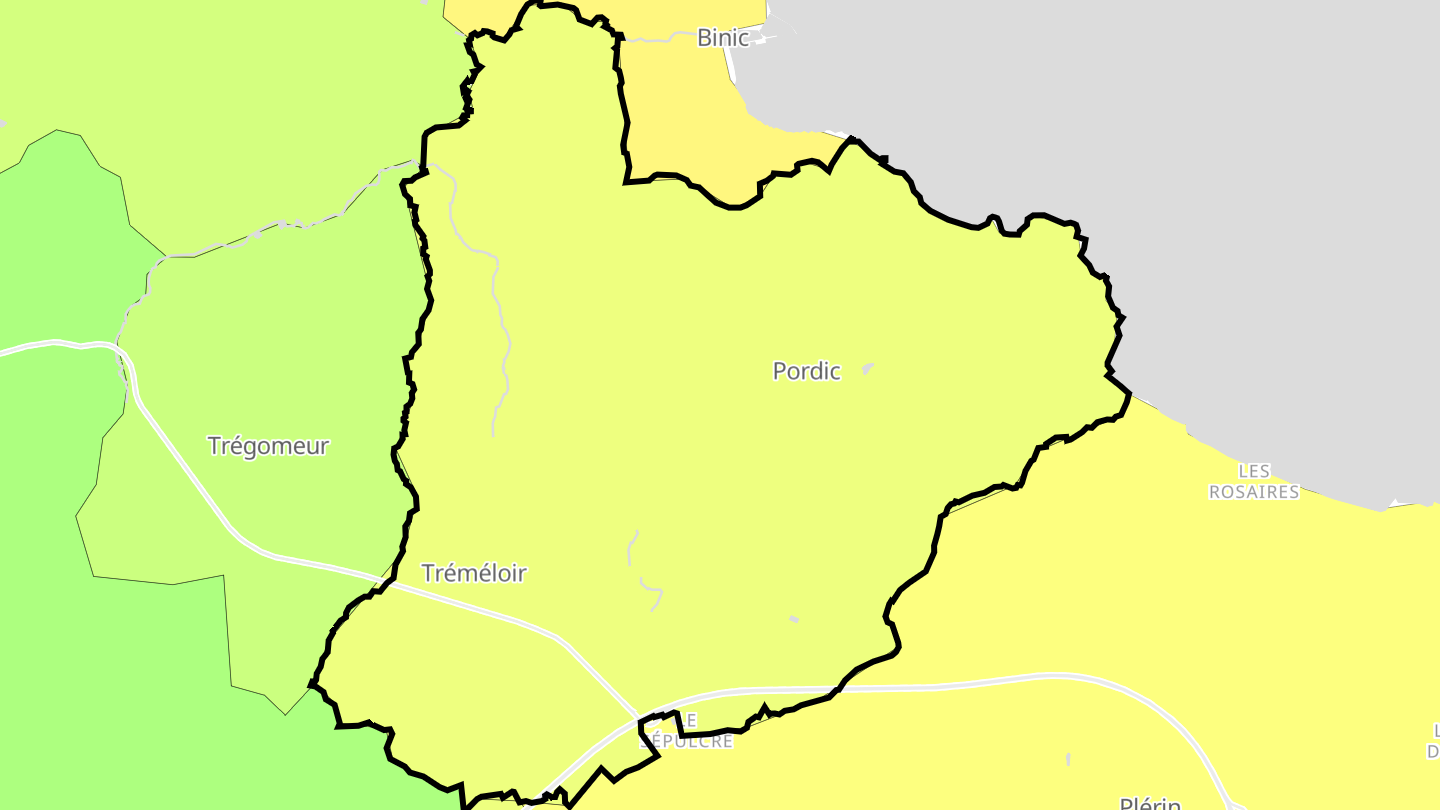 Carte des prix de l'immobilier Pordic