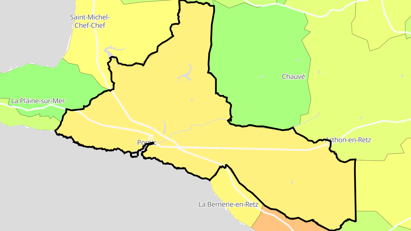 Carte des prix de l'immobilier Pornic