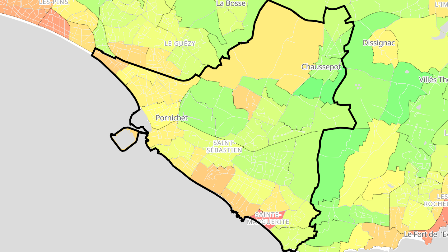 Carte des prix de l'immobilier Pornichet