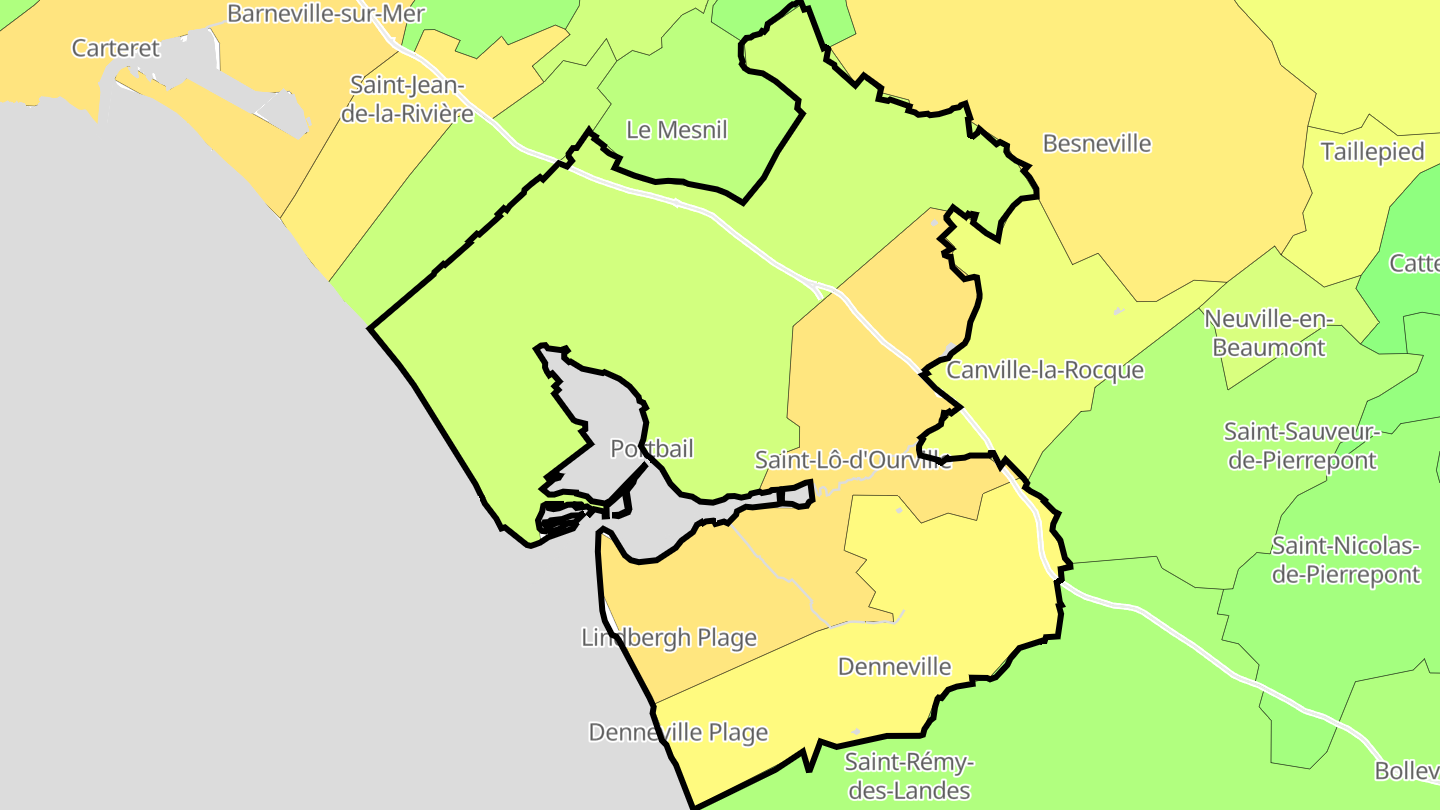 Carte des prix de l'immobilier Port-Bail-sur-Mer