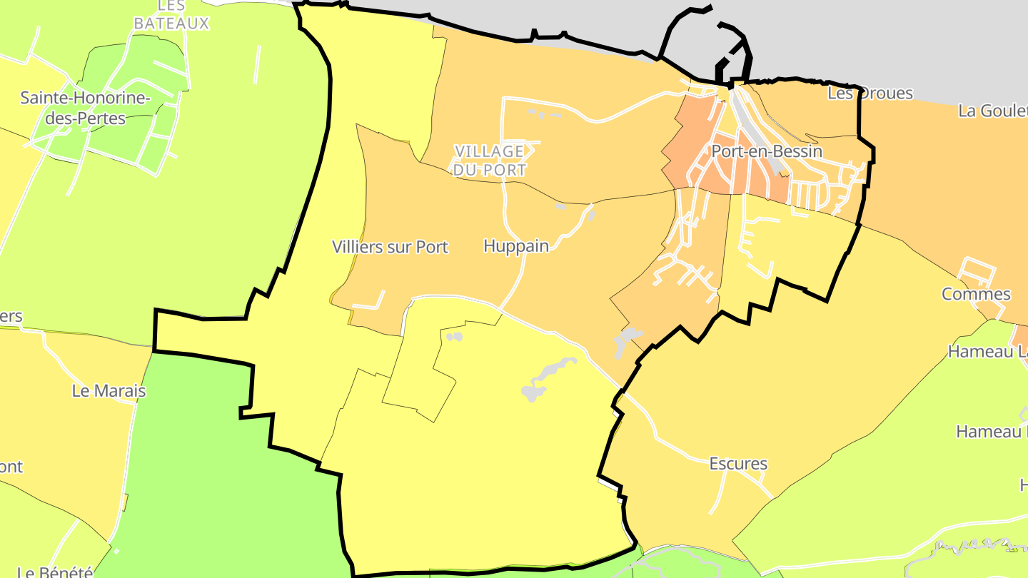 Carte des prix de l'immobilier Port-en-Bessin-Huppain