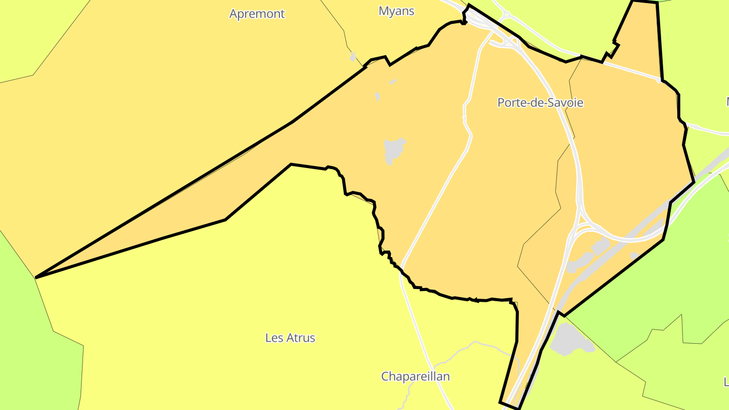 Carte des prix de l'immobilier Porte-de-Savoie