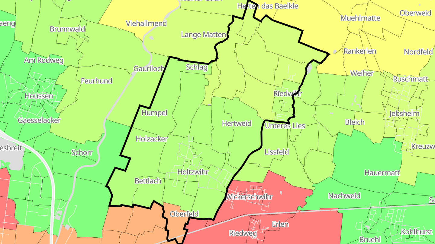 Carte des prix de l'immobilier Porte-du-Ried