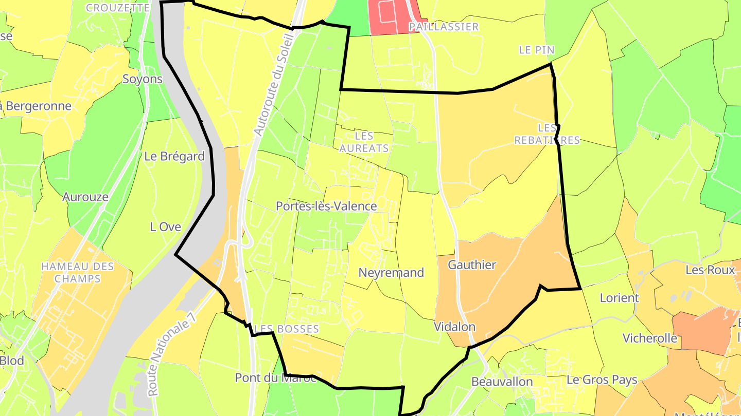 Carte des prix de l'immobilier Portes-lès-Valence