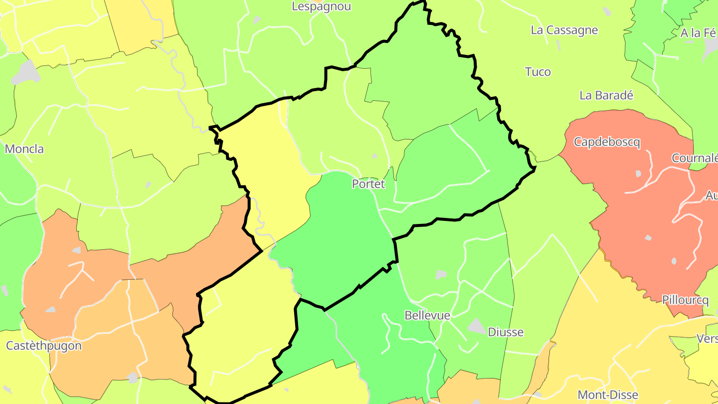 Carte des prix de l'immobilier Portet