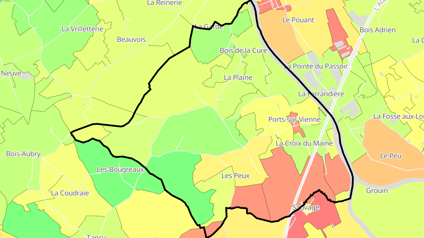 Carte des prix de l'immobilier Ports-sur-Vienne