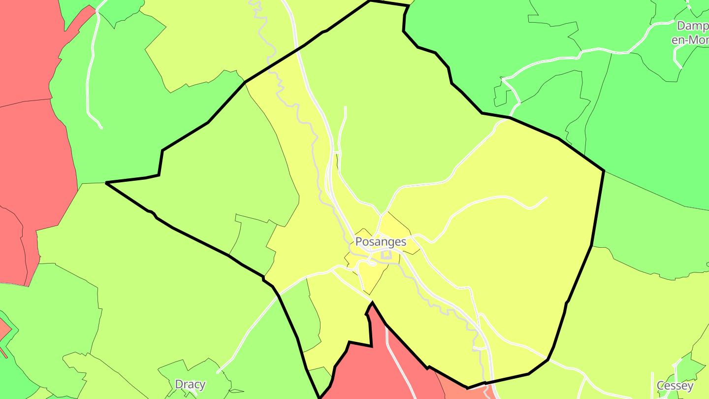 Carte des prix de l'immobilier Posanges