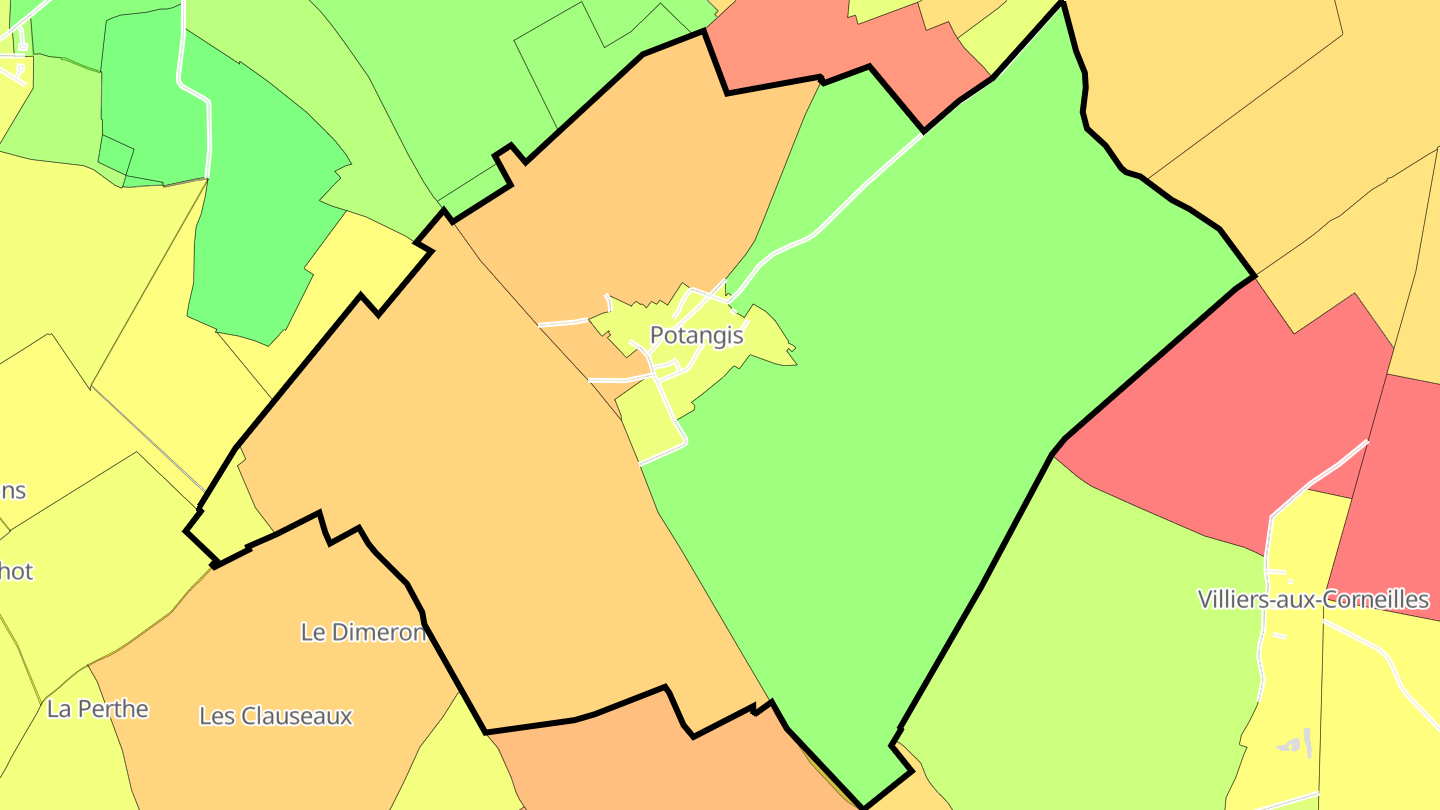 Carte des prix de l'immobilier Potangis