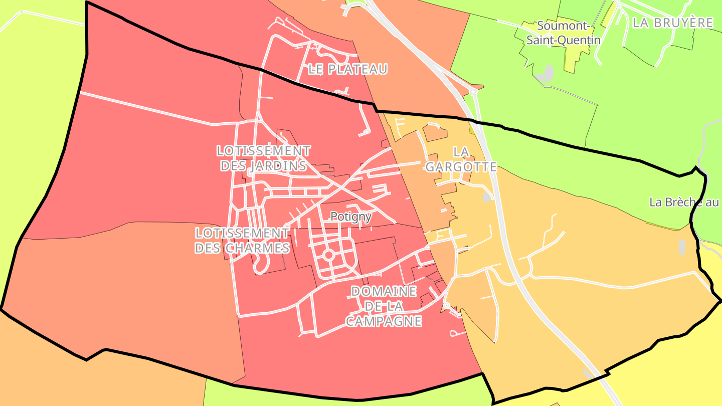 Carte des prix de l'immobilier Potigny