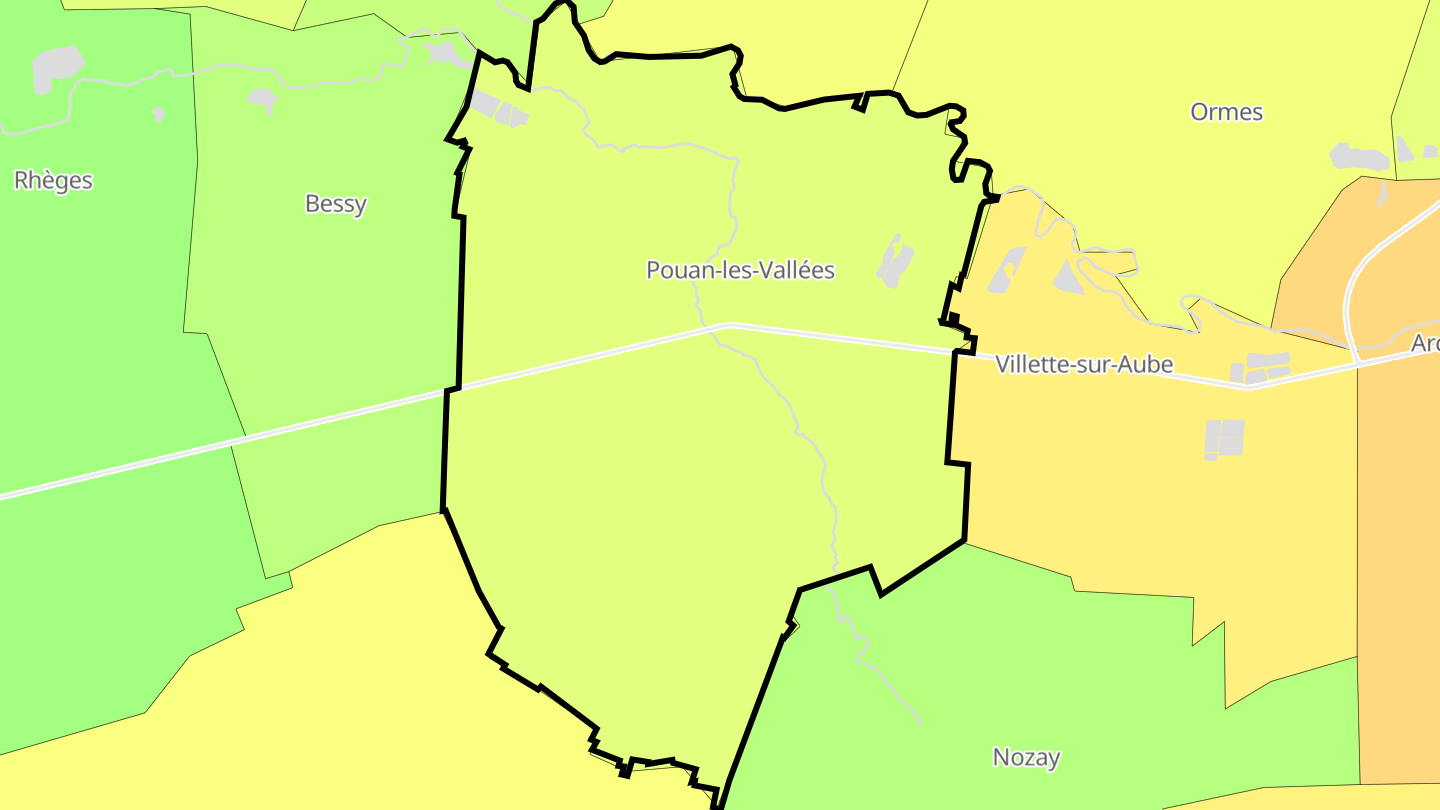 Carte des prix de l'immobilier Pouan-les-Vallées