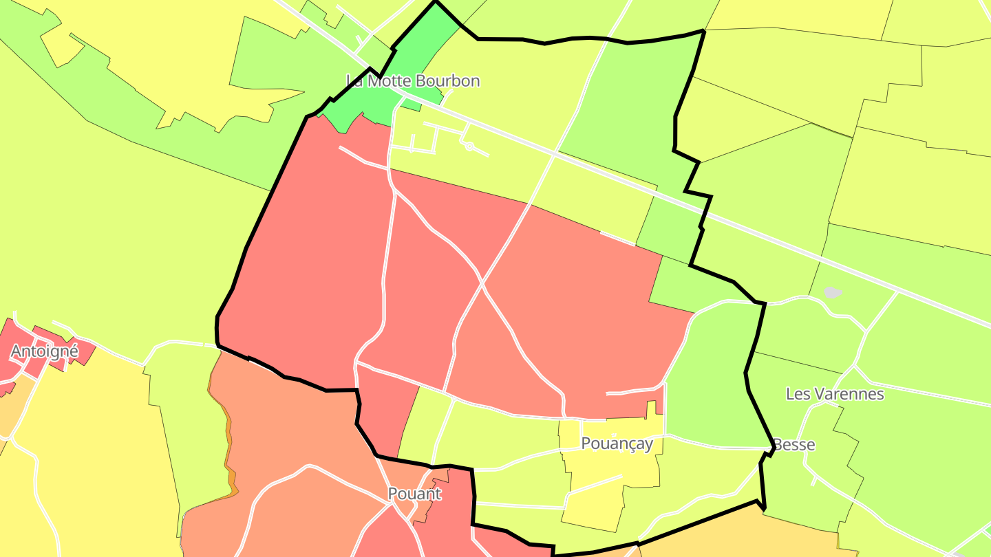Carte des prix de l'immobilier Pouançay