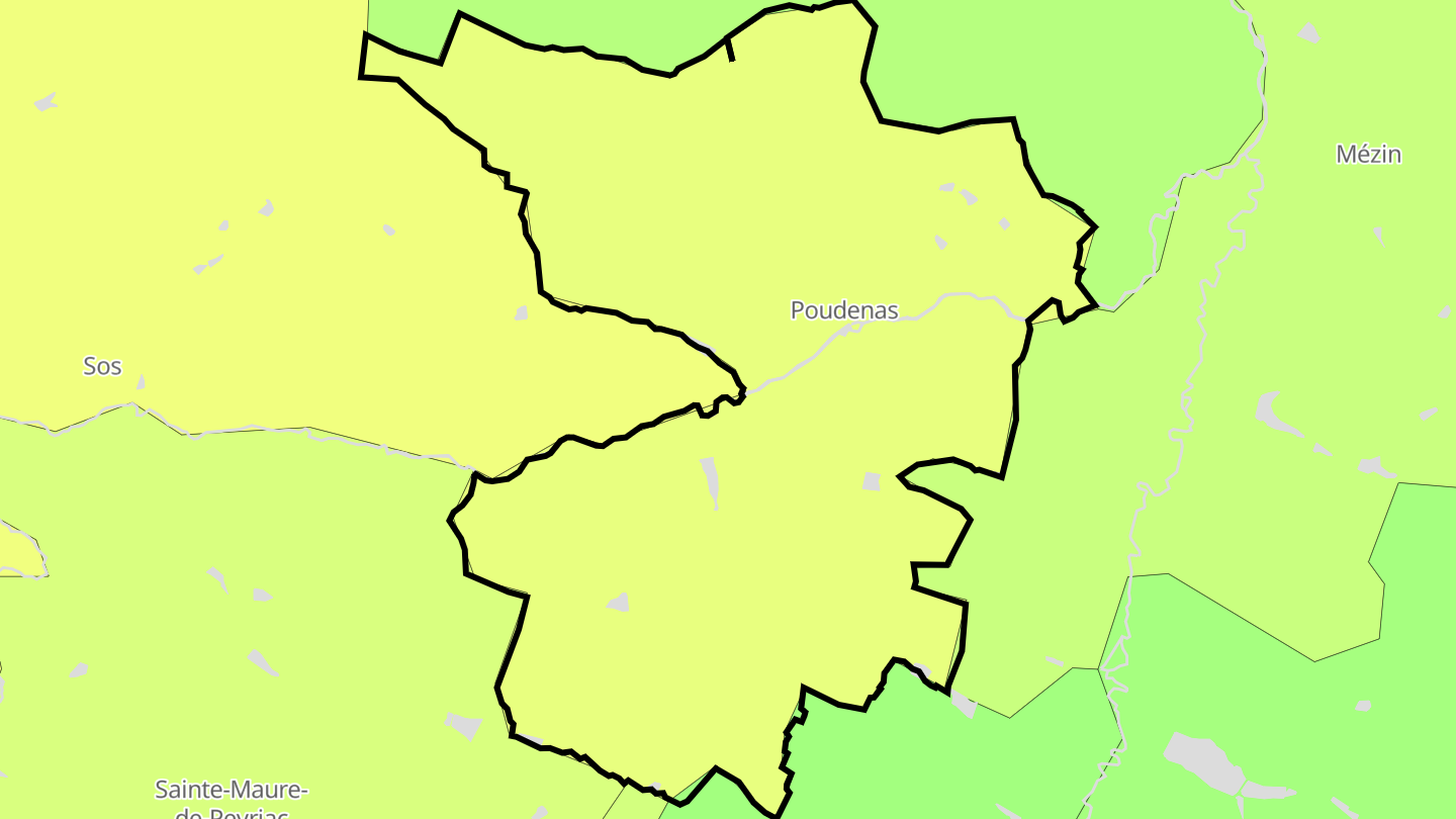 Carte des prix de l'immobilier Poudenas