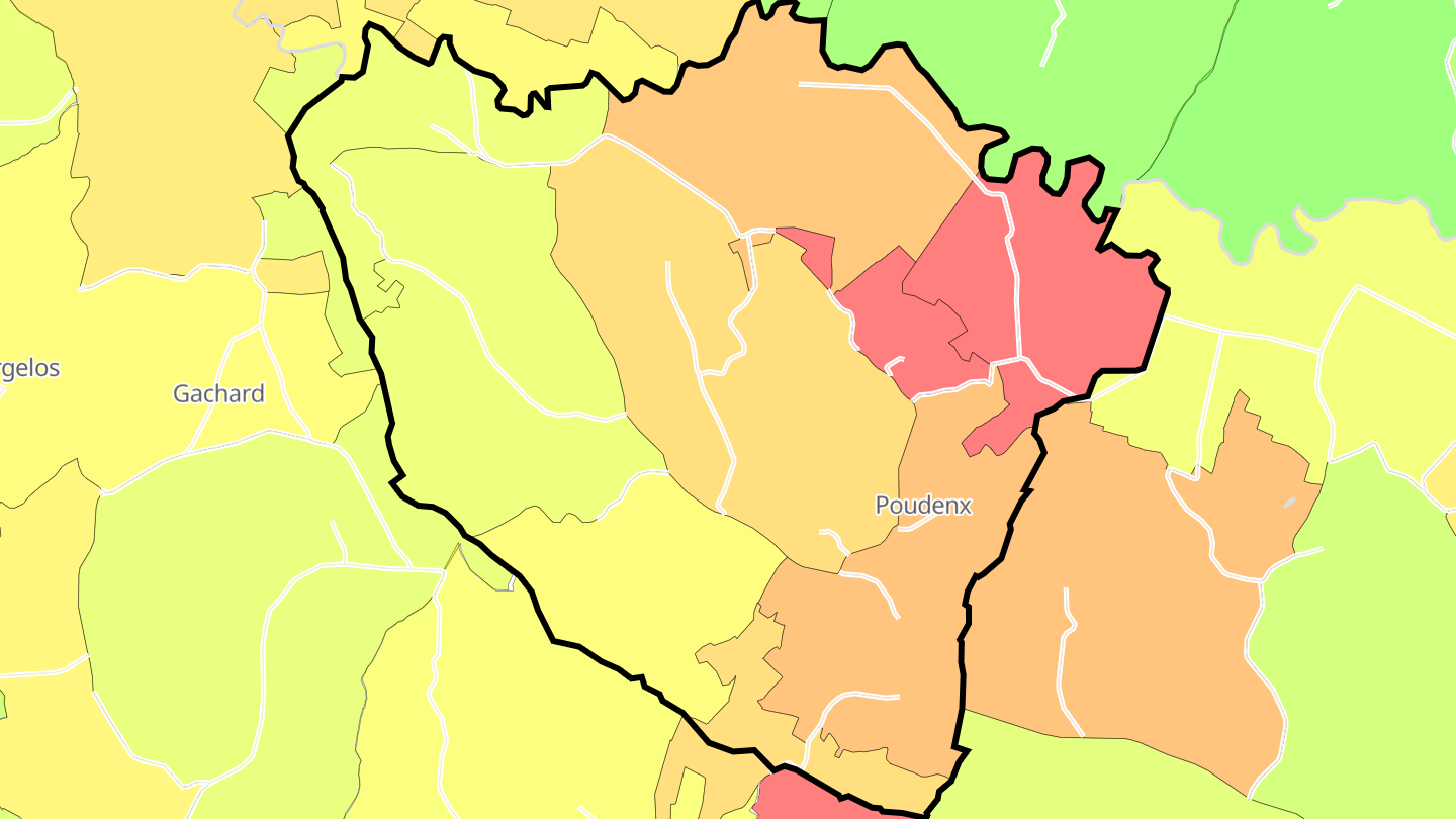 Carte des prix de l'immobilier Poudenx