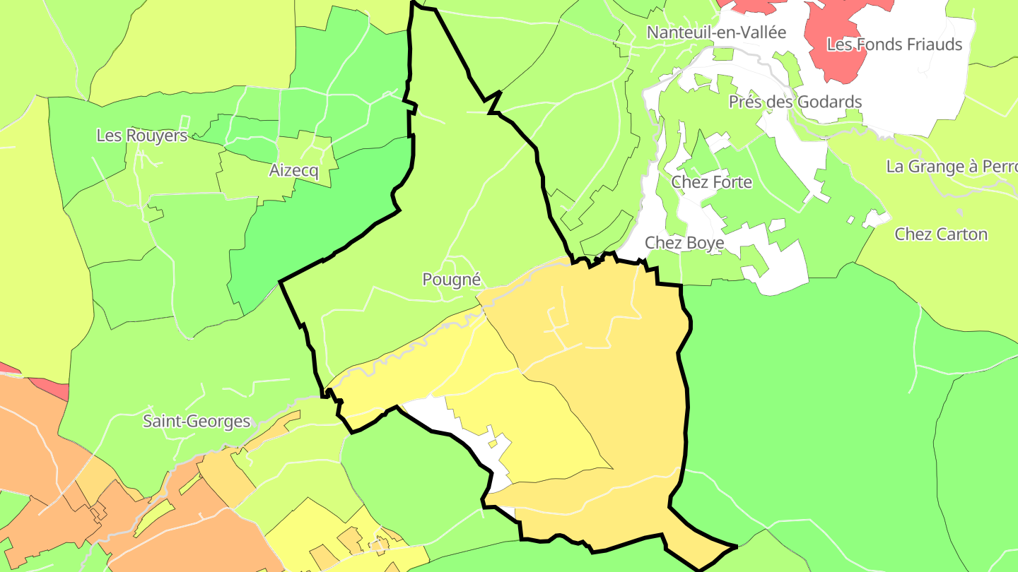 Carte des prix de l'immobilier Pougné