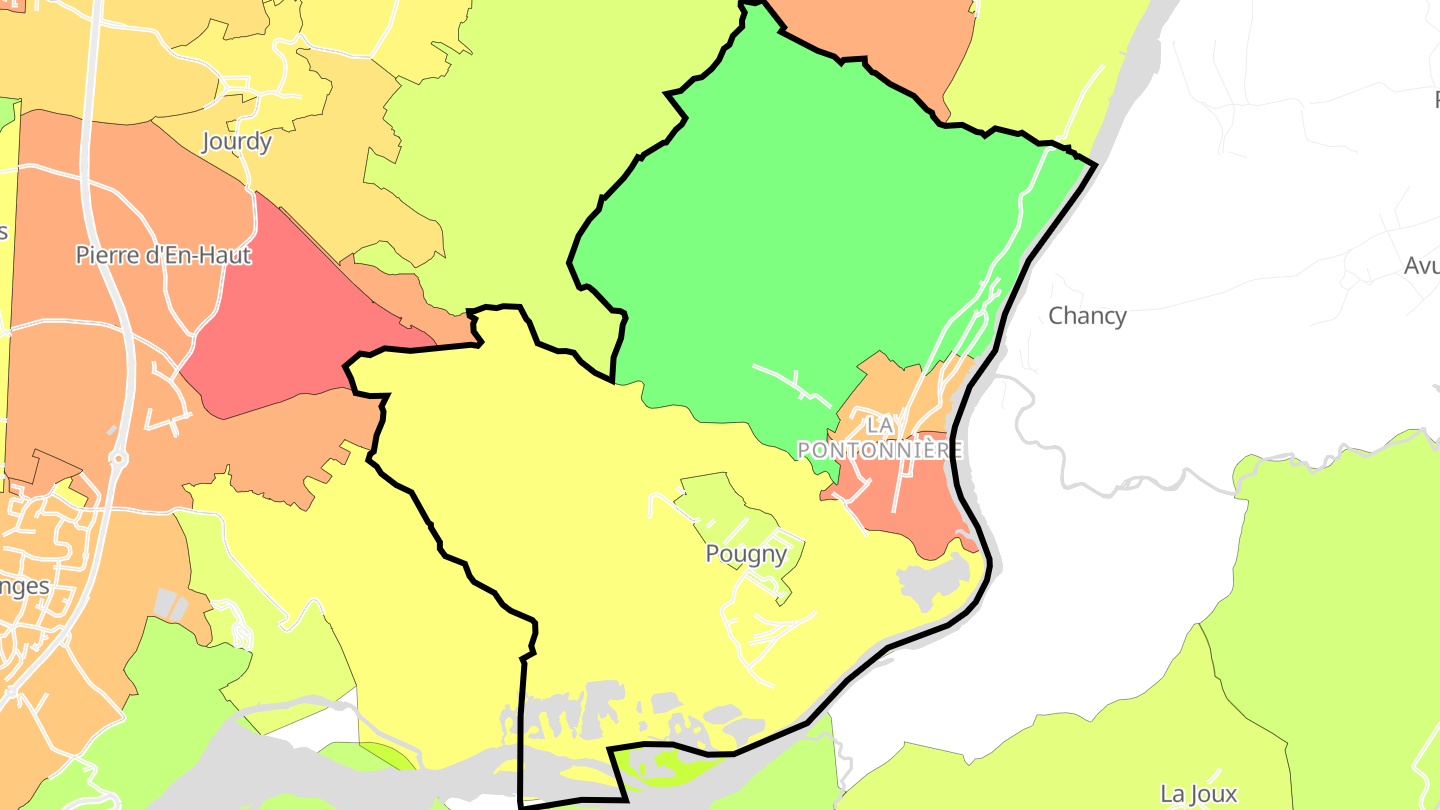 Carte des prix de l'immobilier Pougny