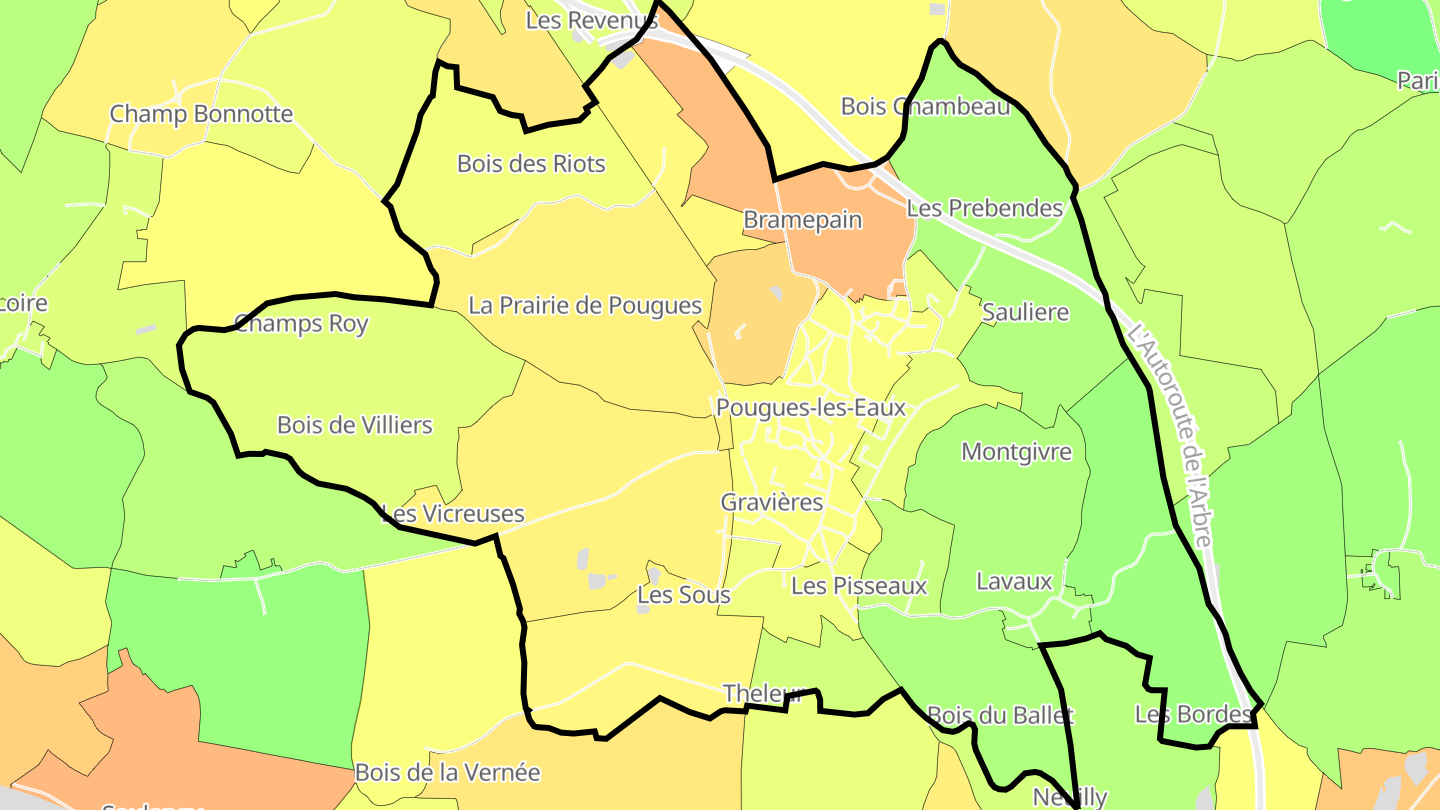 Carte des prix de l'immobilier Pougues-les-Eaux