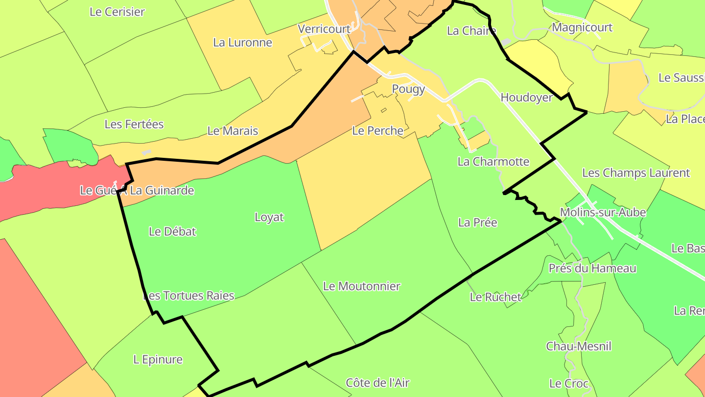 Carte des prix de l'immobilier Pougy