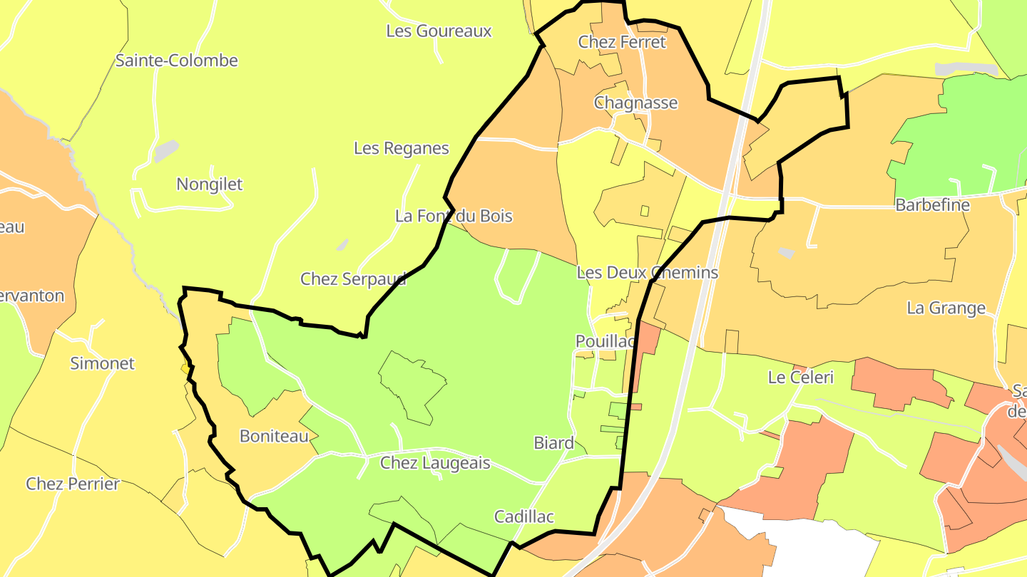 Carte des prix de l'immobilier Pouillac