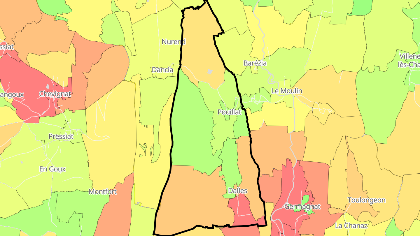 Carte des prix de l'immobilier Pouillat