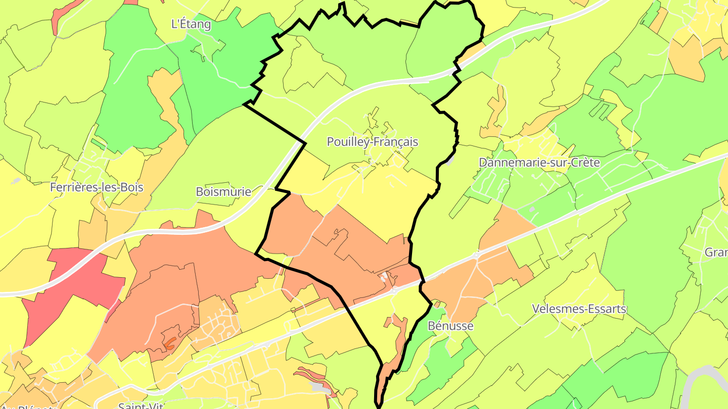 Carte des prix de l'immobilier Pouilley-Français