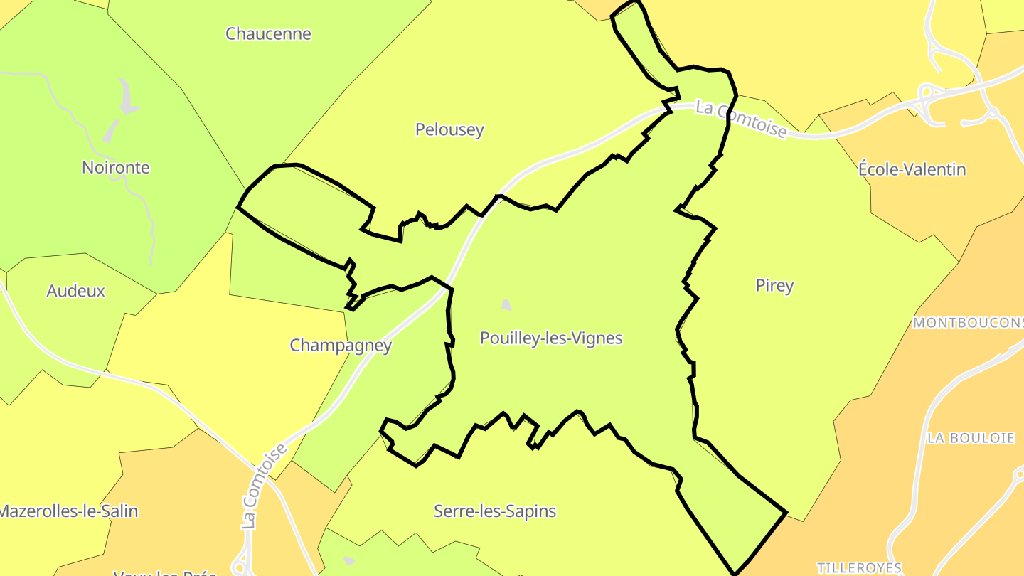 Carte des prix de l'immobilier Pouilley-les-Vignes