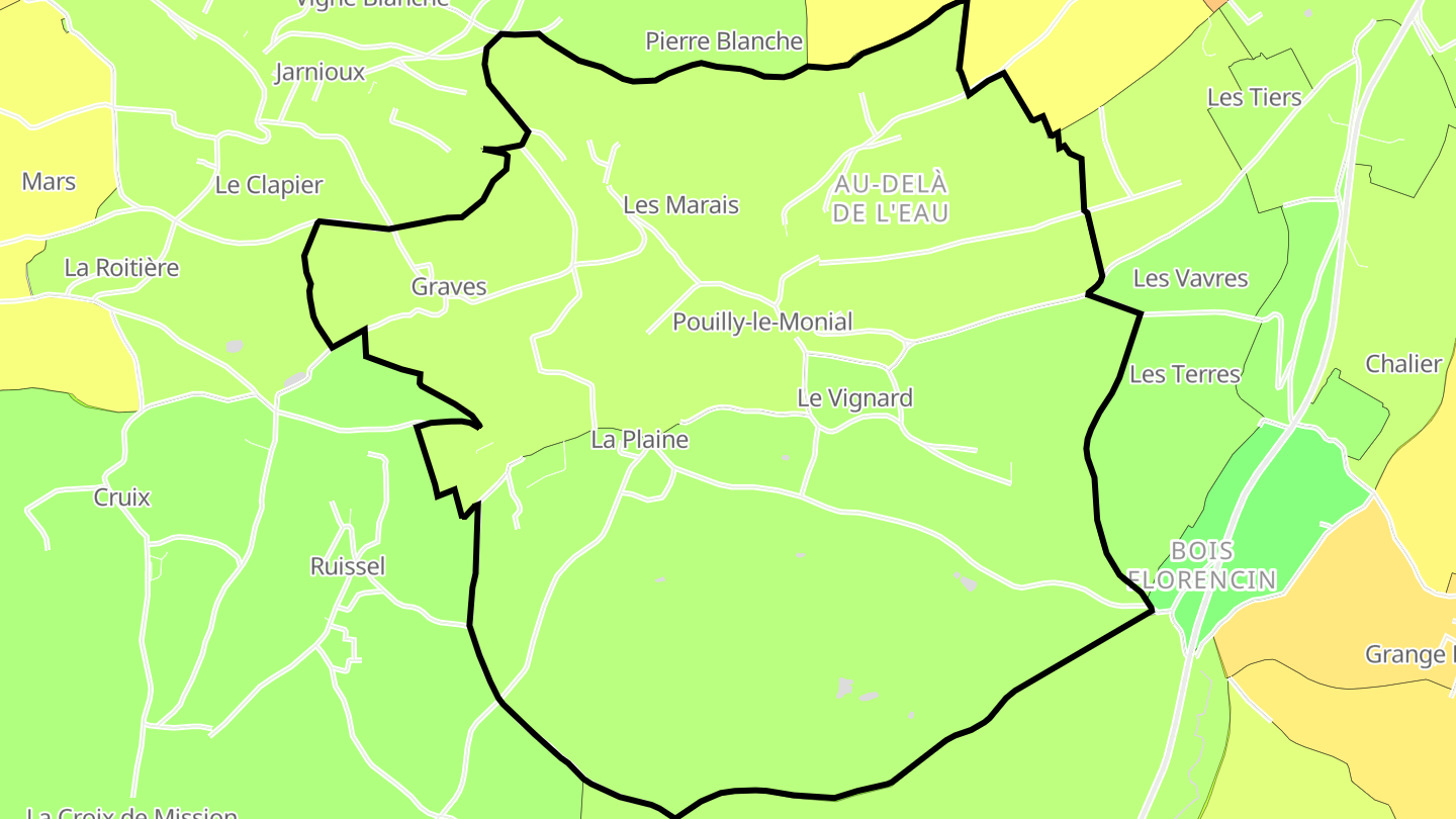 Carte des prix de l'immobilier Pouilly-le-Monial