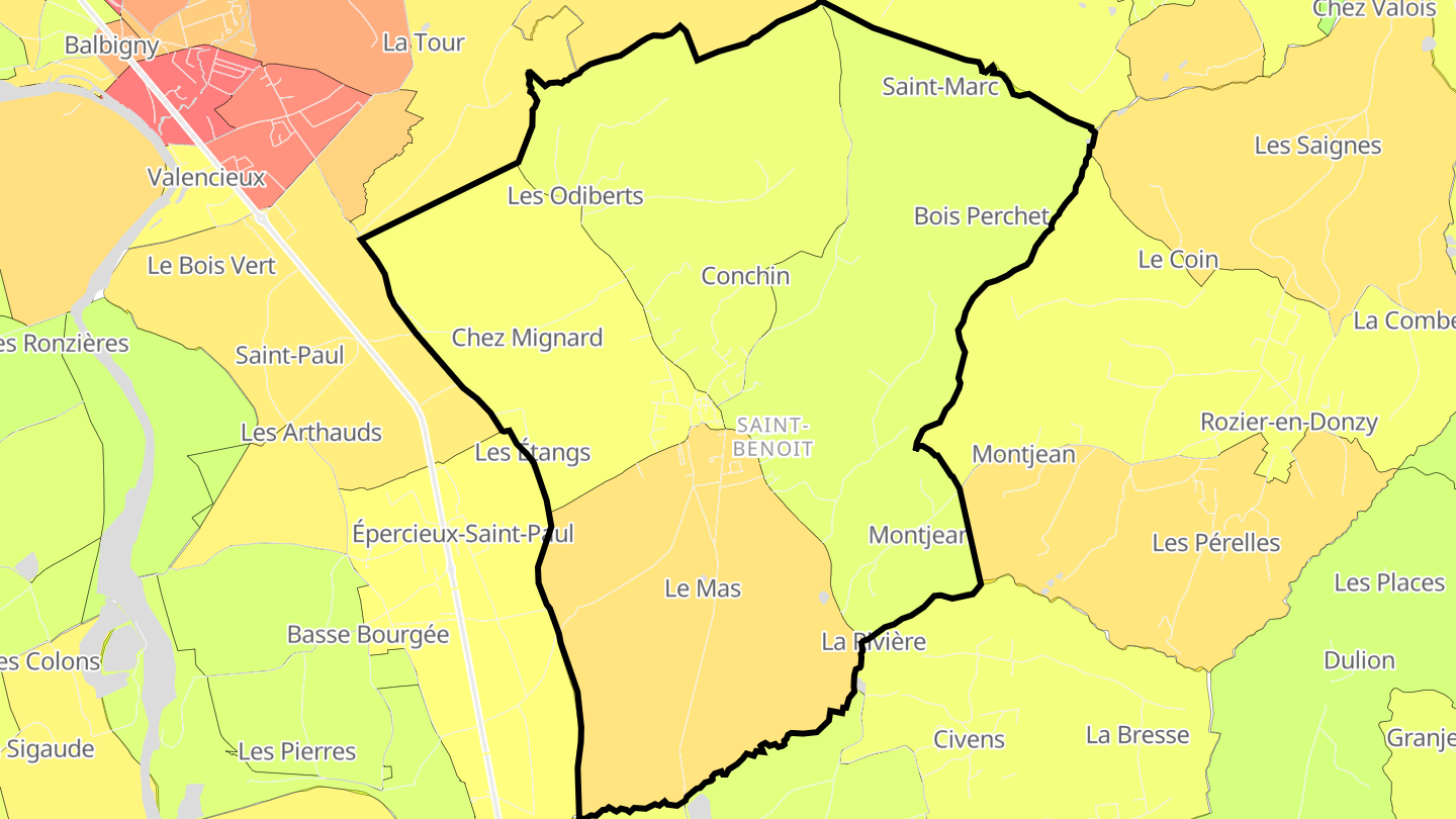 Carte des prix de l'immobilier Pouilly-lès-Feurs
