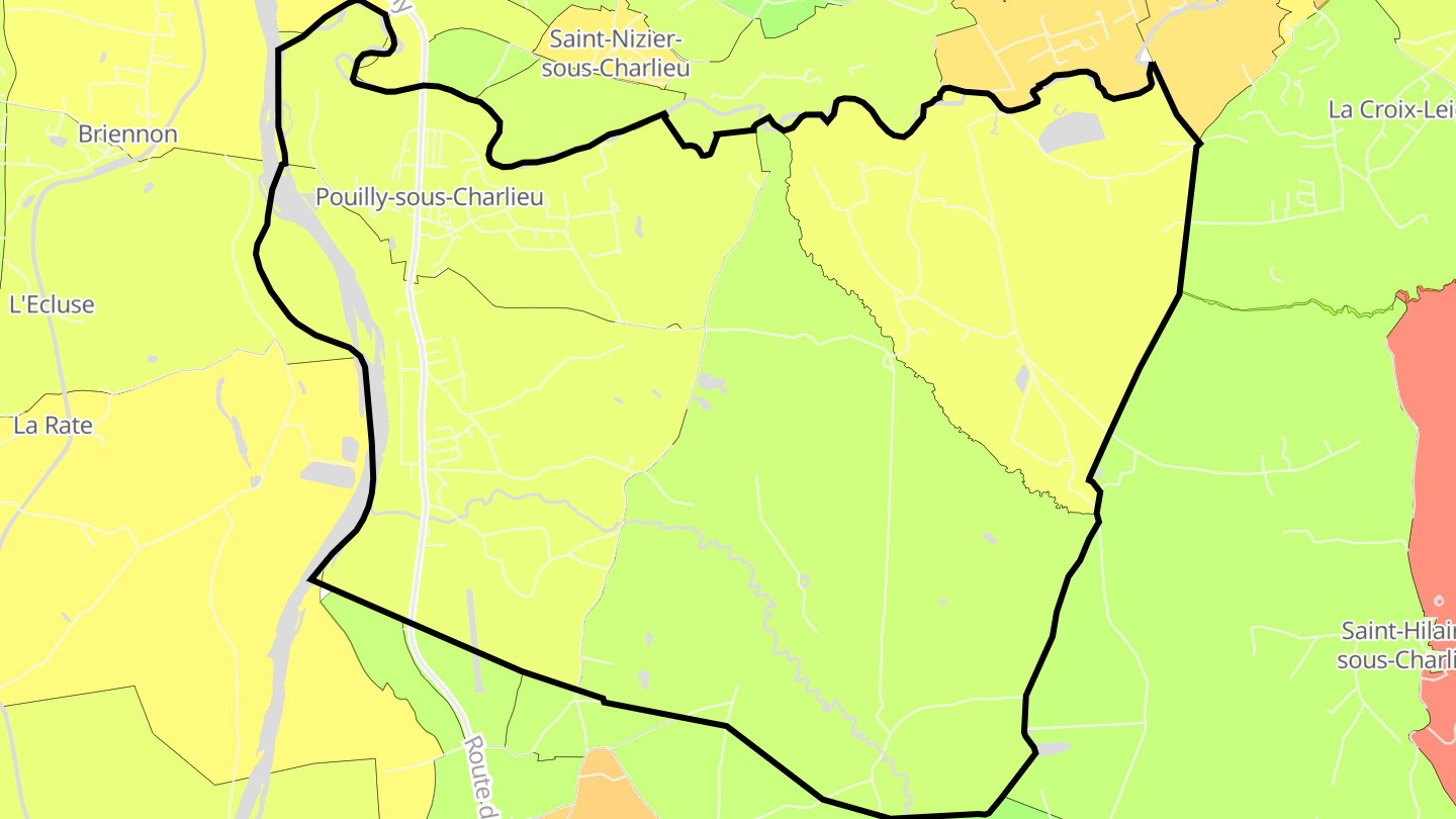 Carte des prix de l'immobilier Pouilly-sous-Charlieu