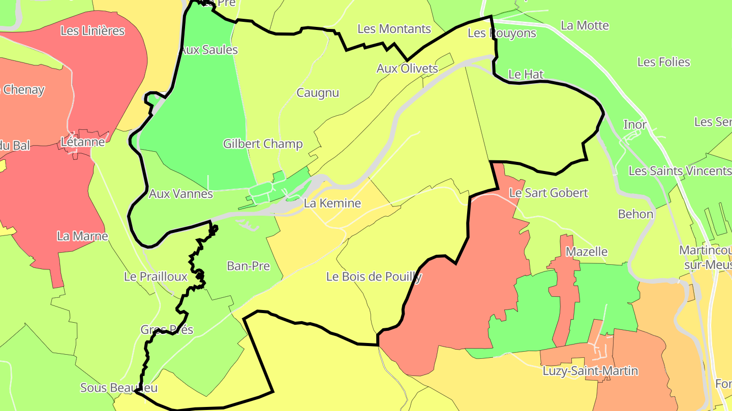 Carte des prix de l'immobilier Pouilly-sur-Meuse