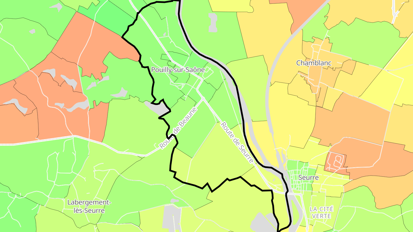 Carte des prix de l'immobilier Pouilly-sur-Saône