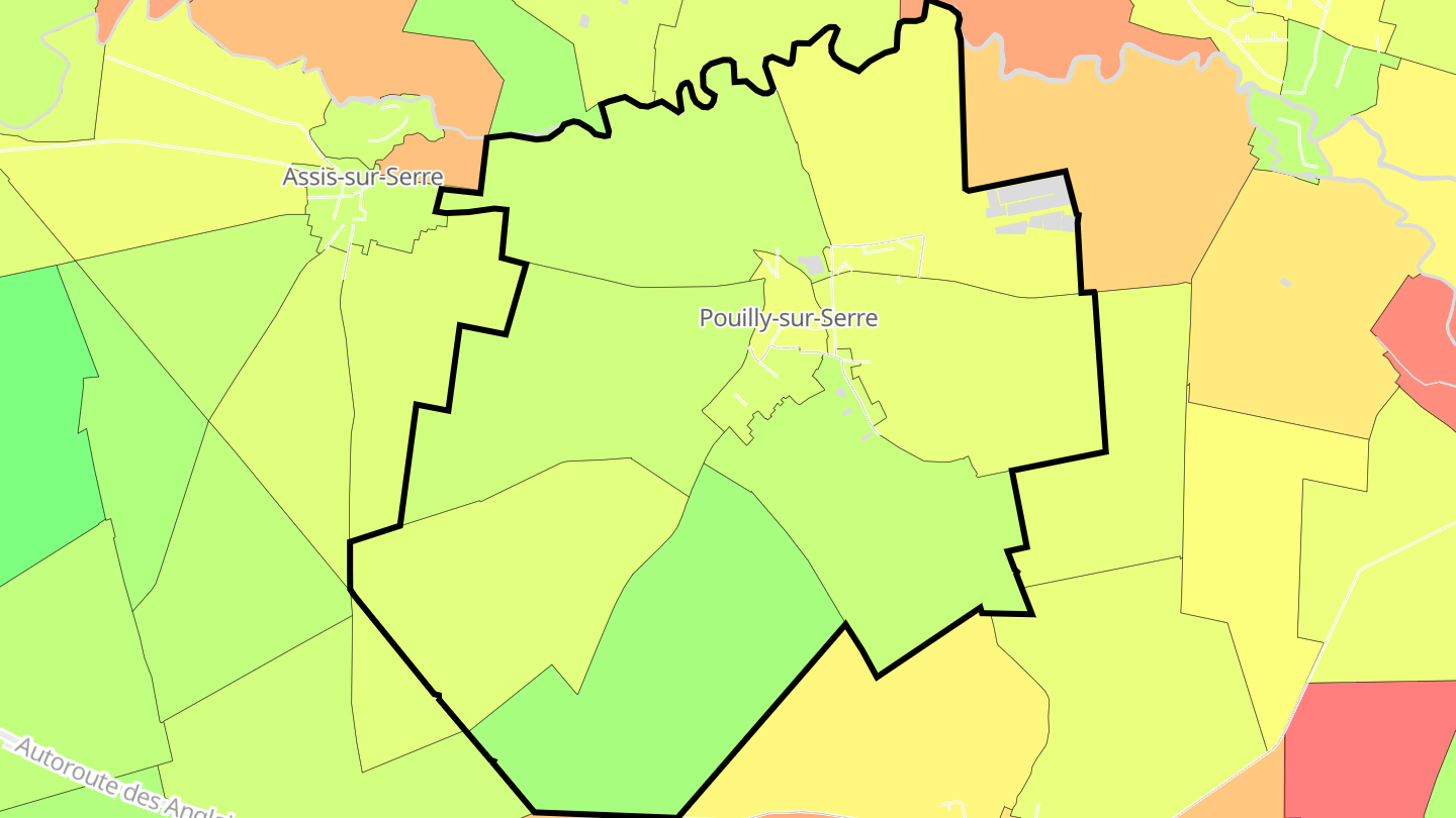 Carte des prix de l'immobilier Pouilly-sur-Serre