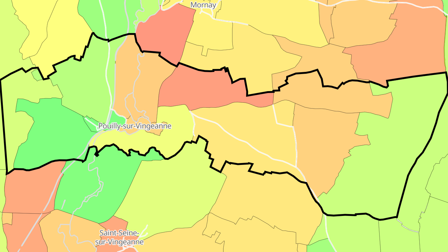 Carte des prix de l'immobilier Pouilly-sur-Vingeanne